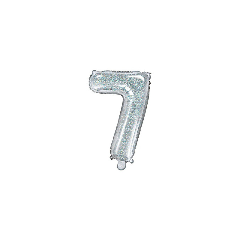 Pallone numero 7 sette olografico in MYLAR foil - PALLONCINO numerale 35cm