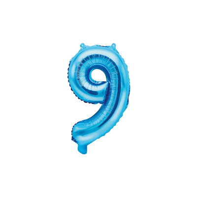 Pallone numero 9 Nove BLU in MYLAR foil - PALLONCINO numerale 35cm