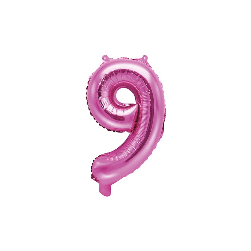 Pallone numero 9 Nove Fucsia in MYLAR foil - PALLONCINO numerale 35cm