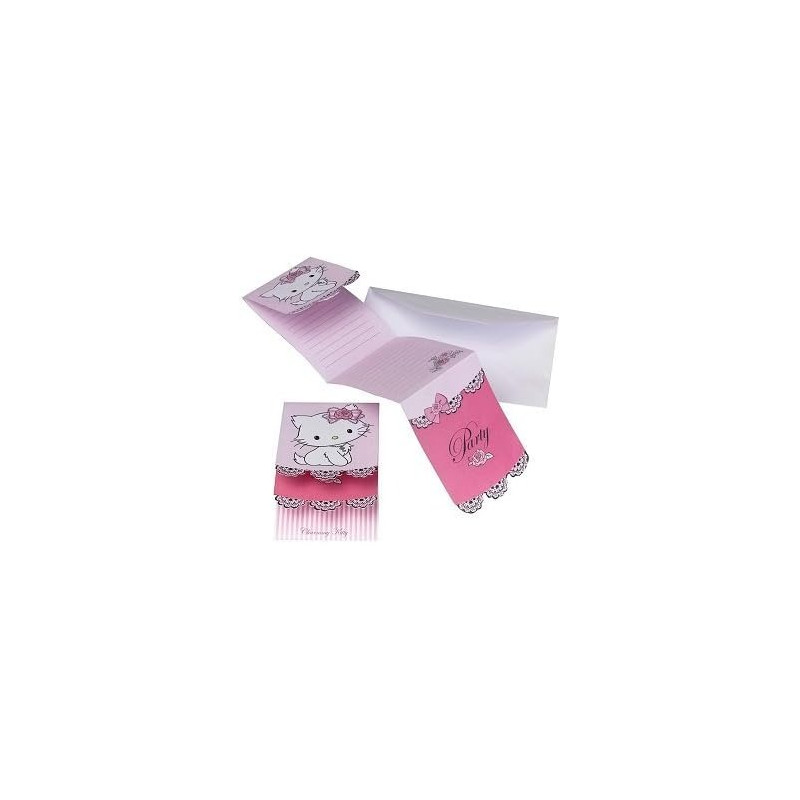 6 Inviti CHARMY KITTY con busta - per festa party di compleanno bambini