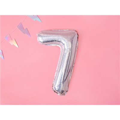 Pallone numero 7 sette olografico in MYLAR foil - PALLONCINO numerale 35cm
