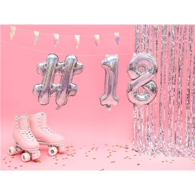 Pallone numero 8 Otto ARGENTO in MYLAR foil - PALLONCINO numerale 35cm per feste