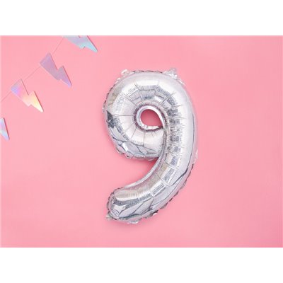 Pallone numero 9 nove olografico in MYLAR foil - PALLONCINO numerale 35cm