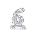 Pallone compleanno numero 6 SEI anni argento con base d'appoggio 70cm
