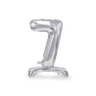 Pallone compleanno numero 7 SETTE anni argento con base d'appoggio 70cm