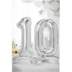 Pallone compleanno numero 0 ZERO anni argento con base d'appoggio 70cm