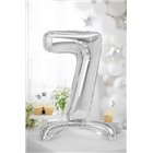 Pallone compleanno numero 7 SETTE anni argento con base d'appoggio 70cm