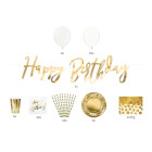 Coordinato tavola Compleanno ORO - Piatti, bicchieri, tovaglioli palloncini ecc.