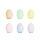 6 Candele decorative colorate a forma di UOVO - per decorazioni pasquali h7cm