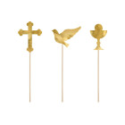 Set 6 pezzi Cake Topper in carta Prima Comunione ORO decorazione torte dolci