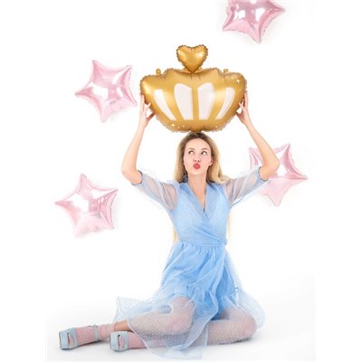 Pallone Palloncino CORONA coroncina ORO e cuore 60cm - gonfiabile ad aria o elio