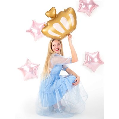 Pallone Palloncino CORONA coroncina ORO e cuore 60cm - gonfiabile ad aria o elio