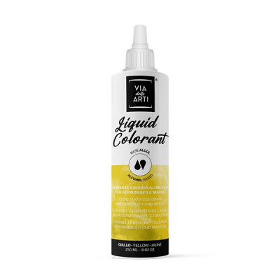 Colorante LIQUIDO alimentare per aerografo - GIALLO - base alcol - 250ml SCADENZA 31/07/2026