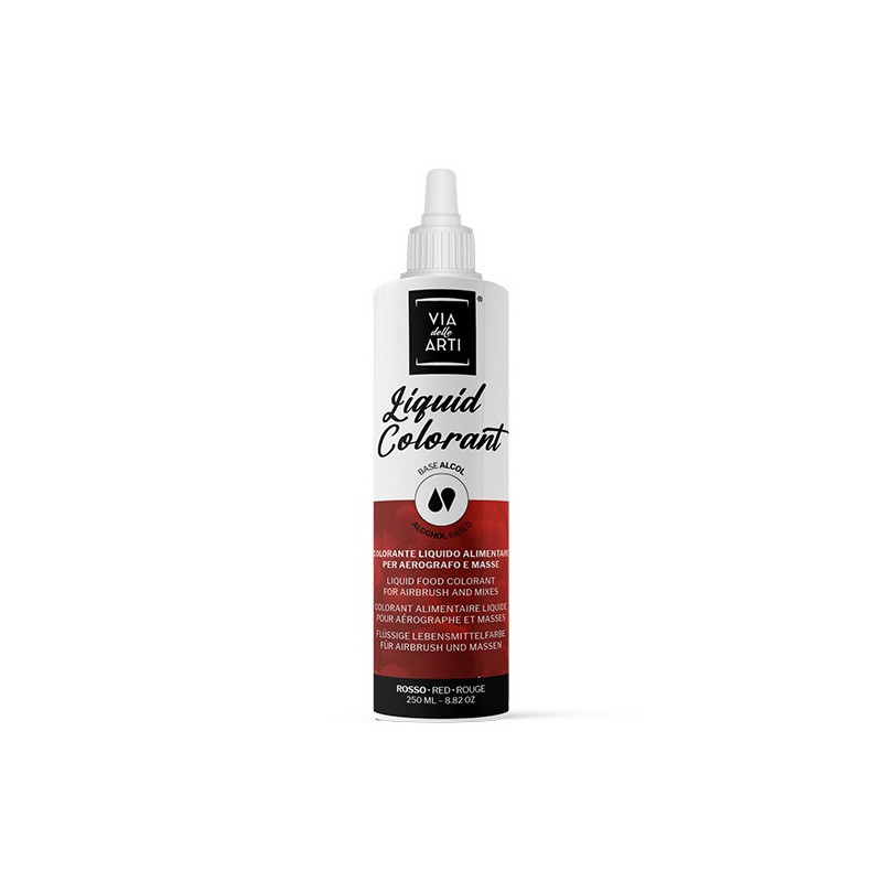 Colorante LIQUIDO alimentare per aerografo - ROSSO - base alcol - 250ml