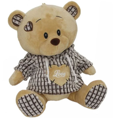 Peluche Orso con maglia e scritta LOVE - orsetto seduto Marrone 25cm