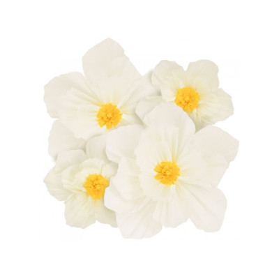Set 4 Fiori in carta crespa Bianco AVORIO 25/35cm -decoro scenario sfondo parere