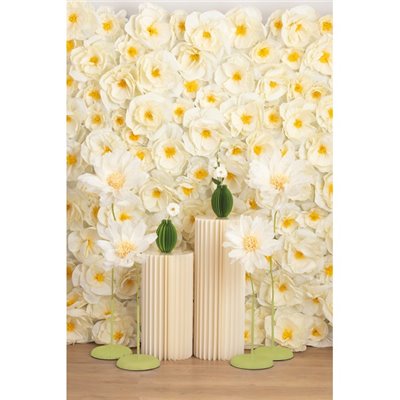 Set 4 Fiori in carta crespa Bianco AVORIO 25/35cm -decoro scenario sfondo parere