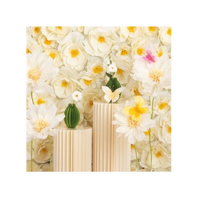 Set 4 Fiori in carta crespa Bianco AVORIO 25/35cm -decoro scenario sfondo parere