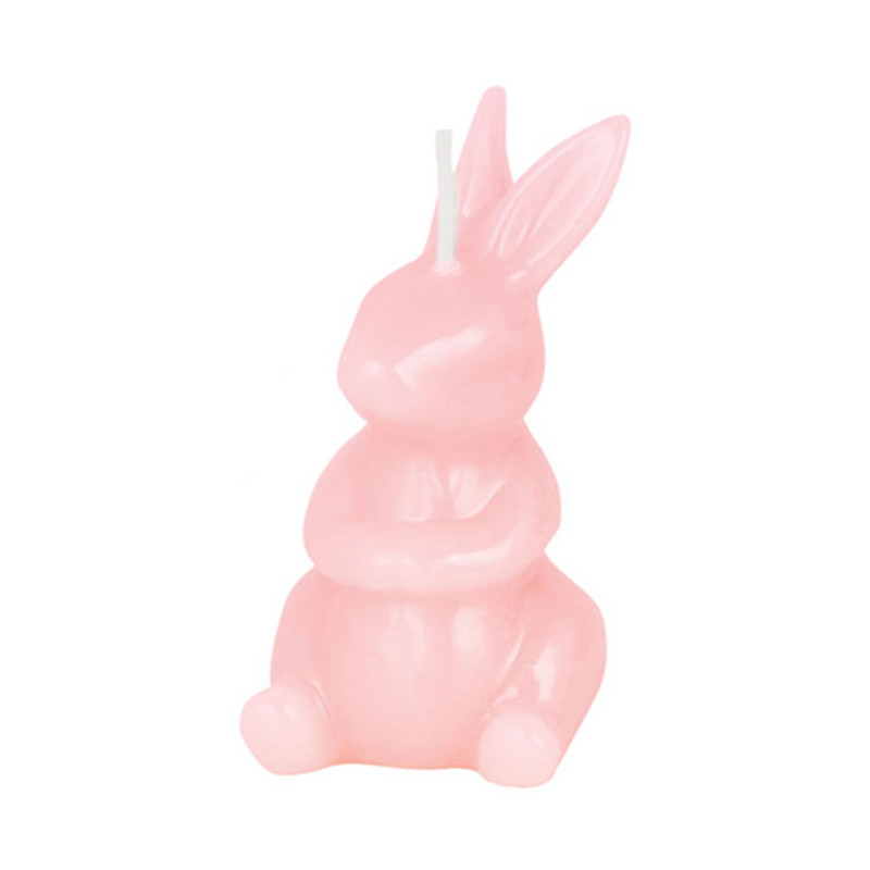 Candela decorativa a forma di coniglio - ROSA - decorazione pasquale 5x9cm