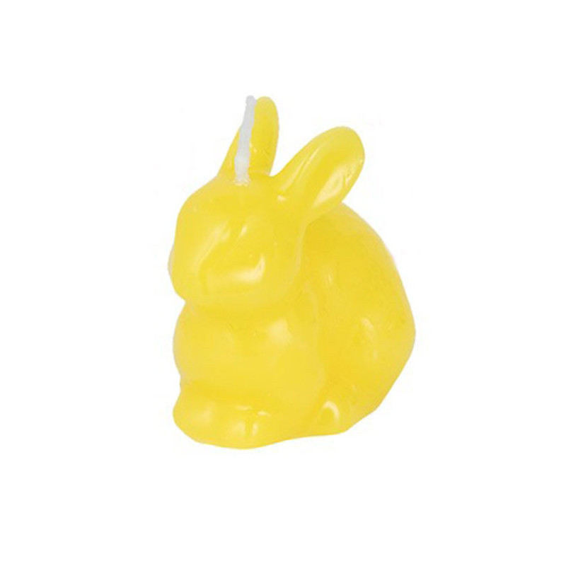 Candela decorativa a forma di coniglio seduto - GIALLO -decorazione pasquale 7x6cm