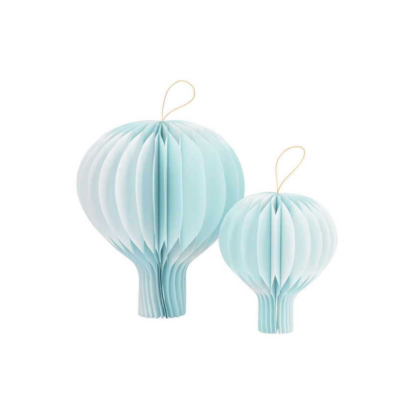 Set 2 MONGOLFIERE in carta - AZZURRE e BIANCHE - Decorazione frufru - 20/30cm