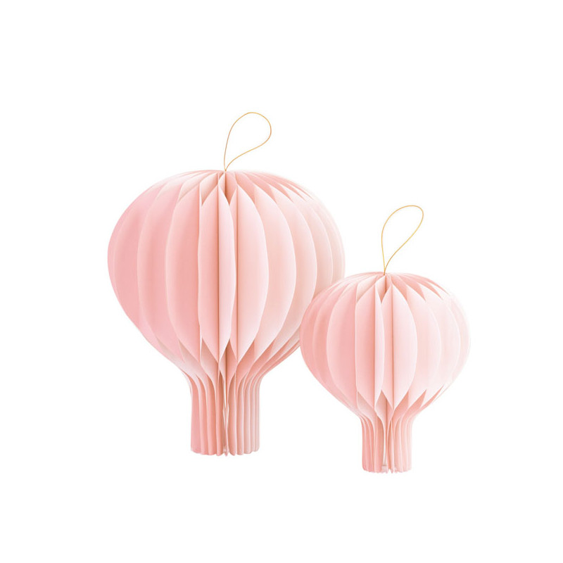 Set 2 MONGOLFIERE in carta - ROSA e BIANCHE - Decorazione frufru - 20/30cm