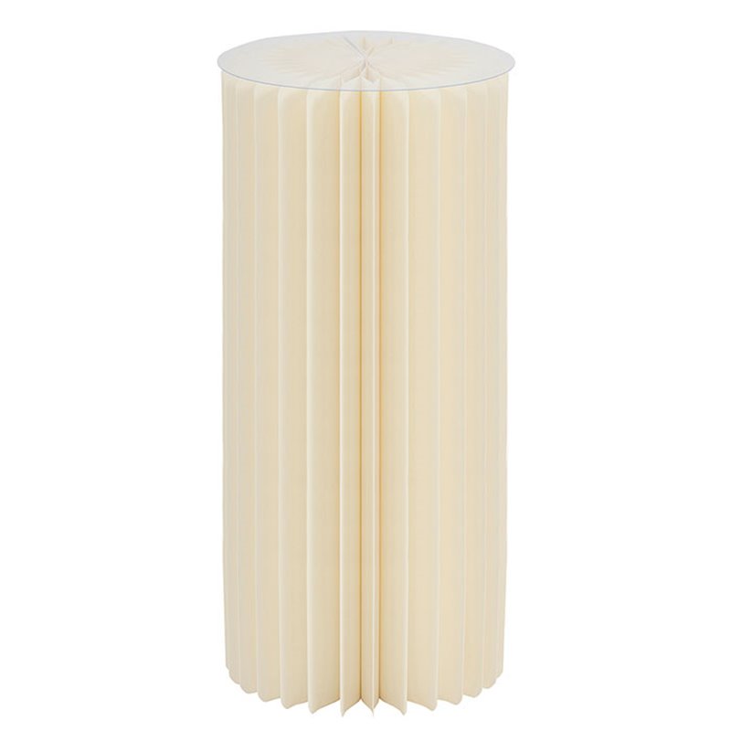 Colonna in carta colore Avorio - 40x100cm - con piano d'appoggio trasparente