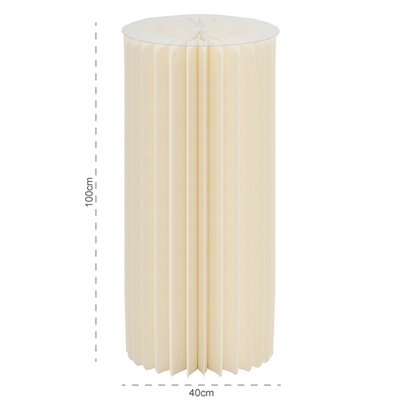 Colonna in carta colore Avorio - 40x100cm - con piano d'appoggio trasparente