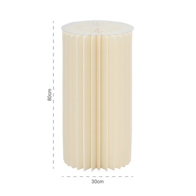 Colonna in carta colore Avorio - 30x80cm - con piano d'appoggio trasparente