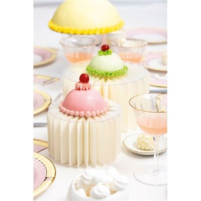 Alzatina colonna in carta Avorio - 20x12cm - con piano d'appoggio trasparente