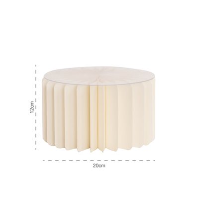 Alzatina colonna in carta Avorio - 20x12cm - con piano d'appoggio trasparente