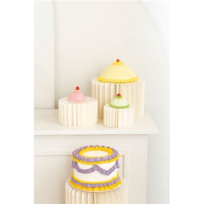 Alzatina colonna in carta Avorio - 15x10cm - con piano d'appoggio trasparente