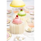 Alzatina colonna in carta Avorio - 15x10cm - con piano d'appoggio trasparente