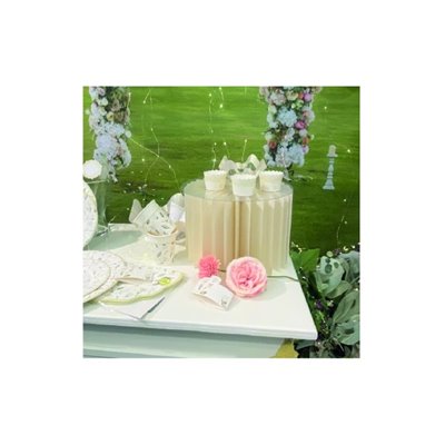 Alzatina colonna in carta Avorio - 15x10cm - con piano d'appoggio trasparente