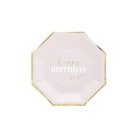 Coordinato HAPPY BIRTHDAY gradazioni Rosa e Oro Lucido piatti bicchieri tovaglioli