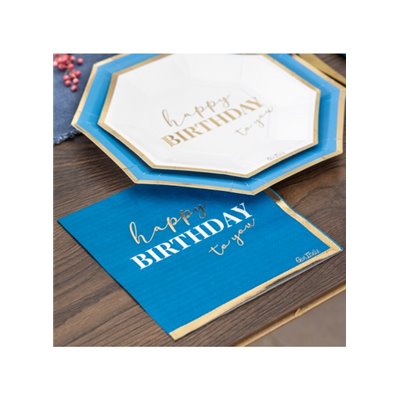 Coordinato tavola 30 Anni gradazioni Blu e Oro Lucido piatti bicchieri tovaglioli