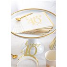 16 Tovaglioli in carta 50 ANNI - Bianco e ORO - decoro tavola compleanno 33x33cm