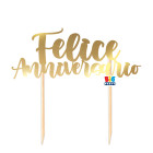 Cake Topper in carta FELICE ANNIVERSARIO - oro - 20cm - decorazione torte dolci