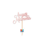 Cake Topper in carta AUGURI MAMMA - rosa - 8x14cm - decorazione torte dolci