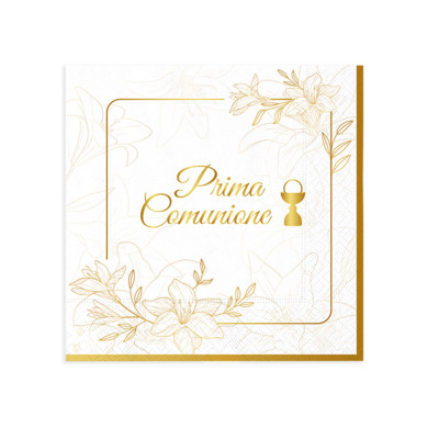 16 Tovaglioli PRIMA COMUNIONE - 25cm - Tovagliolini in carta piccoli da dessert