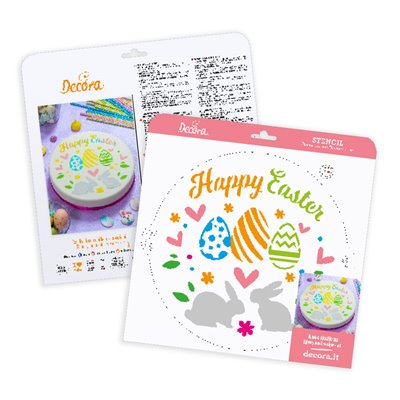 Stencil decorativo HAPPY Easter - PASQUA Ø25cm - ideale per lo zucchero a velo