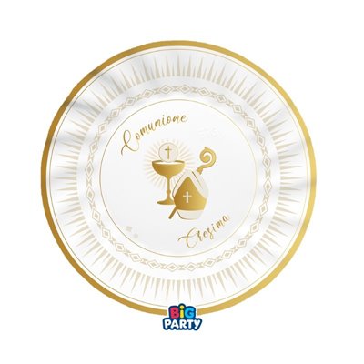 Coordinato feste tavola COMUNIONE e CRESIMA - ORO - piatti bicchieri tovaglioli