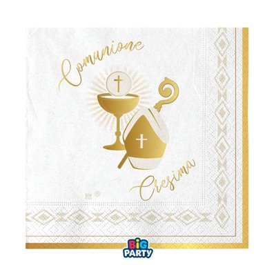 Coordinato feste tavola COMUNIONE e CRESIMA - ORO - piatti bicchieri tovaglioli