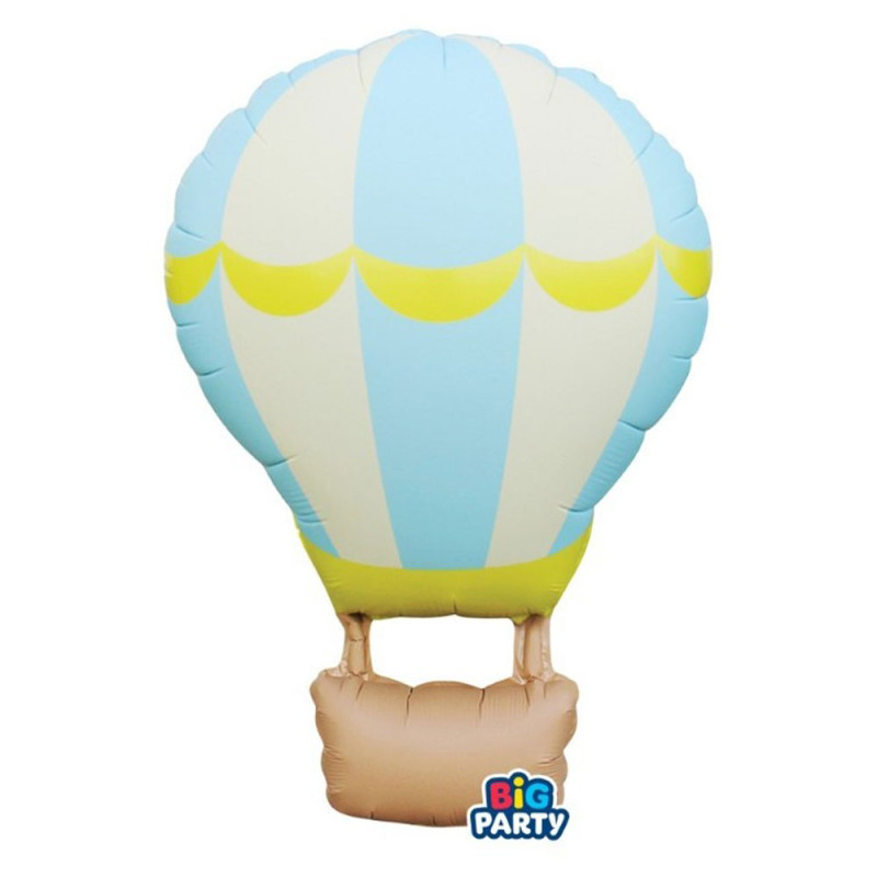 PALLONCINO a forma di MONGOLFIERA Celeste - 54x87cm - gonfiabile ad elio