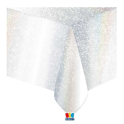 TOVAGLIA in plastica Rettangolare - ARGENTO Iridescente Glitter - 137x274 cm