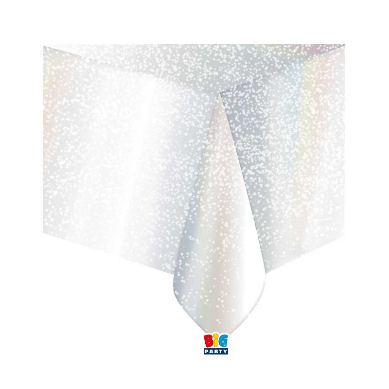 TOVAGLIA in plastica Rettangolare - ARGENTO Iridescente Glitter - 137x274 cm