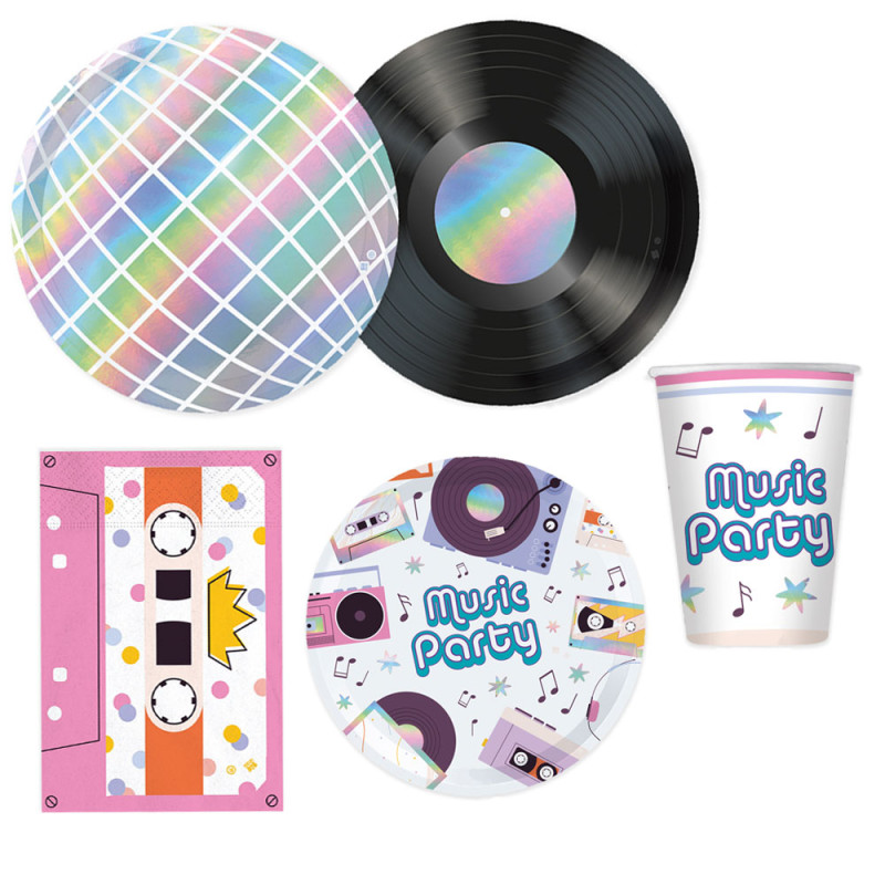 Kit coordinato tavola MUSIC PARTY musica dj - piatti bicchieri tovaglioli