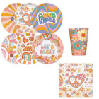Kit coordinato tavola Groovy Party Peace & Love - piatti bicchieri tovaglioli