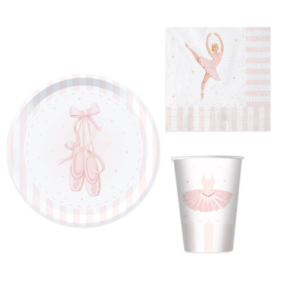 Kit coordinato tavola BALLERINA danza classica - piatti bicchieri tovaglioli