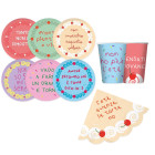 Kit coordinato tavola compleanno PENSATI GIOVANE - piatti bicchieri tovaglioli